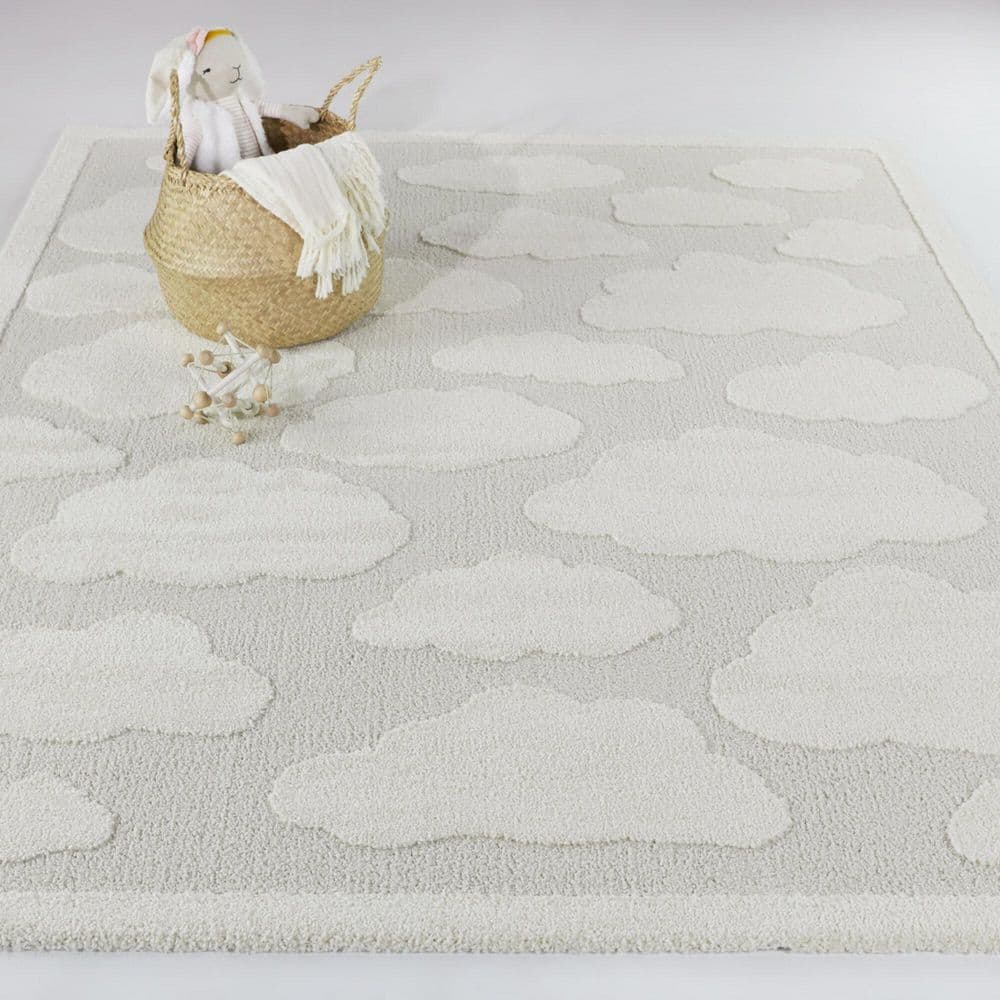 Cumulus Cloud Kids Area Rug 5'3" x 7' in Cream