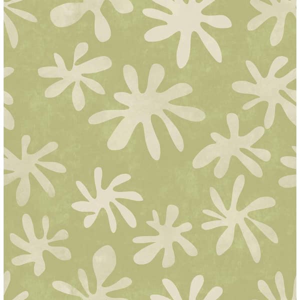 NuWallpaper Green Sage Field of Flowers Peel & Stick Wallpaper Sample