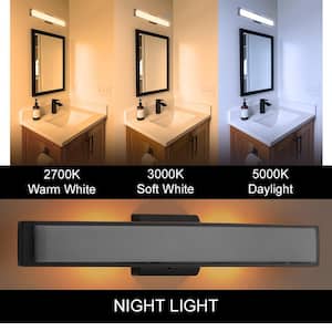 Collier Heights 24 in. Oil Rubbed Bronze Curved Selectable LED Bathroom Vanity Light Bar Flush Mount with Night Light