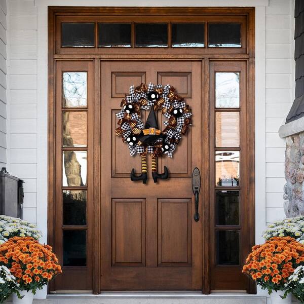 Northlight 24 in. Orange and Black Witch with Bows Halloween