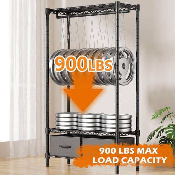Siavonce 35.5 in. W x 72.4 in. H 3 Tiers Steel Garment Clothes Rack Adjustable Wire Shelving Clothes Rack, Black