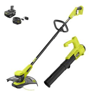 ONE+ 18V Cordless Battery String Trimmer and Blower Combo Kit (2-Tools) with 4.0 Ah Battery and Charger