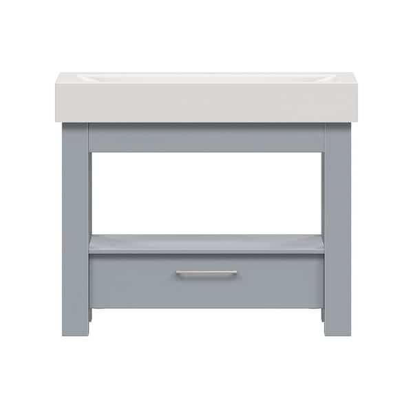 Bardot 40 in. W x 19 in. D x 34 in. H Single Sink Freestanding Bath Vanity in Misty Gray with White Porcelain Top