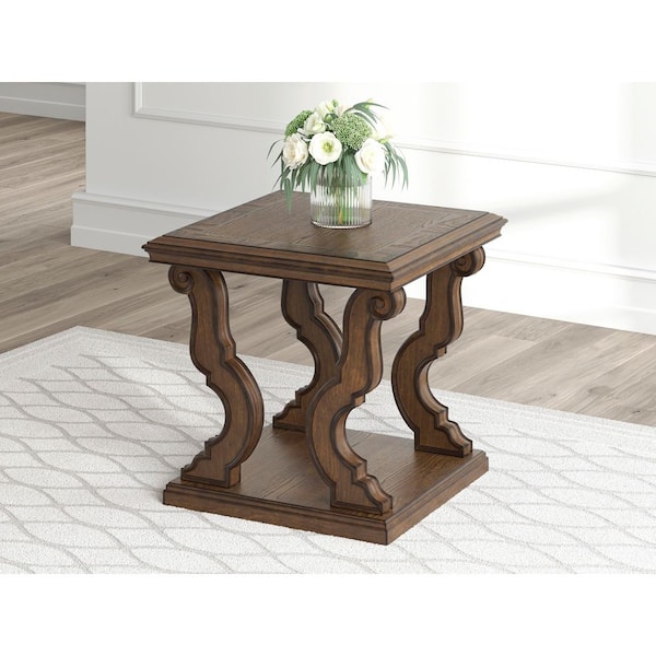 Maylee 26 in. Dark Brown Square MDF End Table