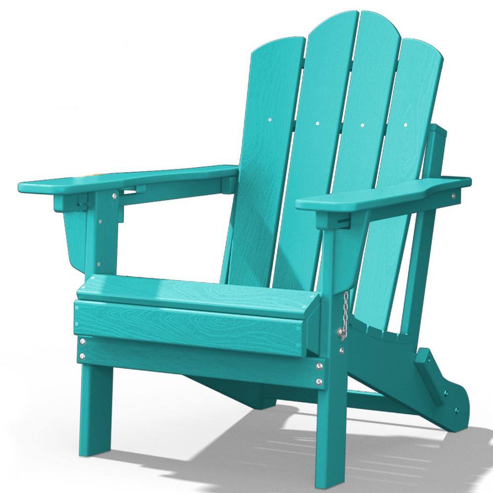 JEAREY 1-Piece HDPE Folding Adjustable Adirondack Chair in Tiffany Blue