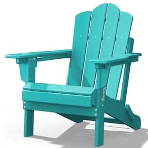 1-Piece HDPE Folding Adjustable Adirondack Chair in Tiffany Blue