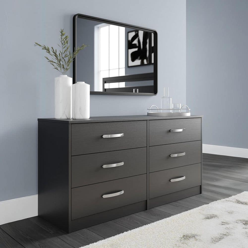 Signature DESIGN BY ASHLEY Finch Black 6 Drawer 59 in. Dresser