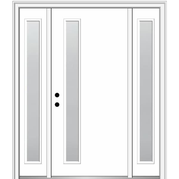 MMI DOOR Viola 64 in. x 80 in. Right-Hand Inswing 1-Lite Frosted Glass Primed Fiberglass Prehung Front Door on 4-9/16 in. Frame