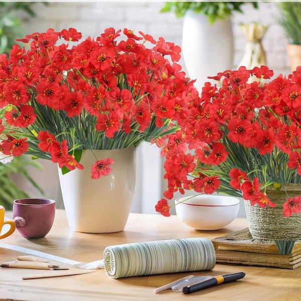 13 in. Red 24-Bundles Artificial Other Flowers for Outdoors