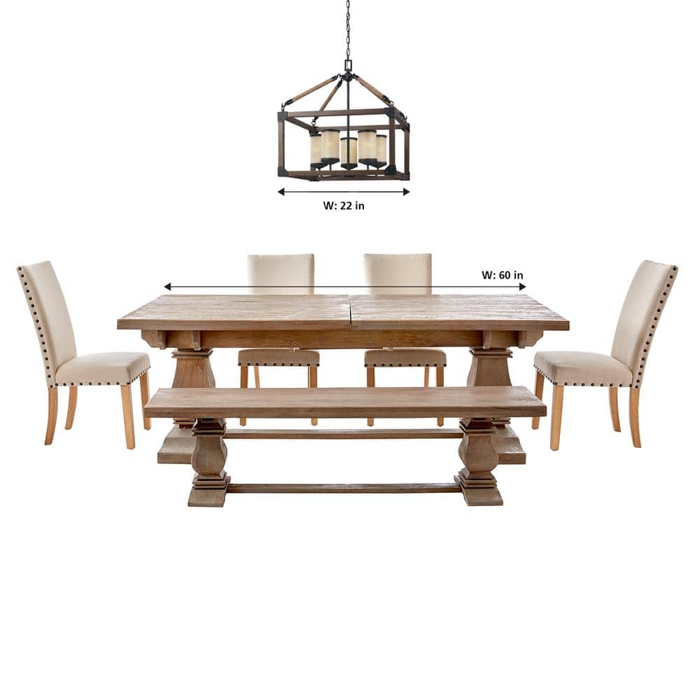 Stardust Finish 5-Light Chandelier with Creme Parchment Glass Shades