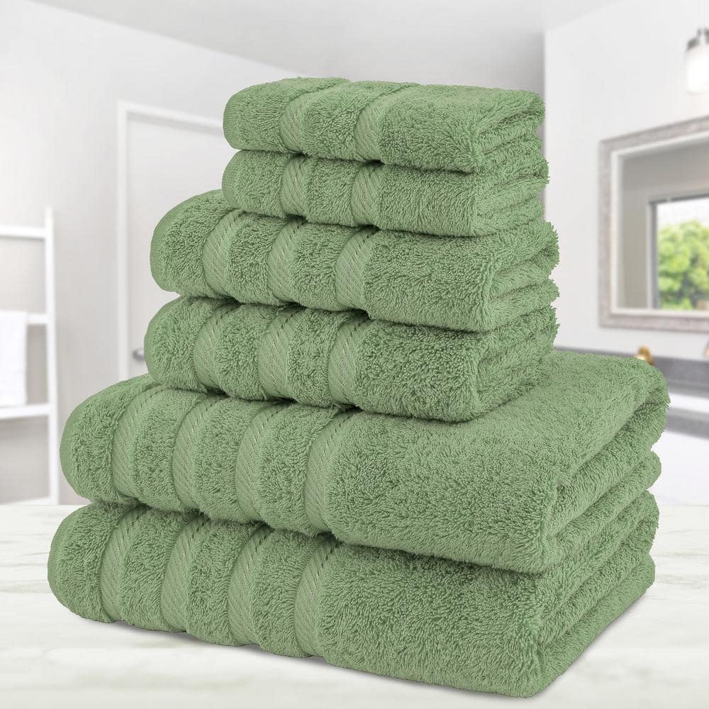 Sage Green Turkish Cotton 6-Piece Towel Set