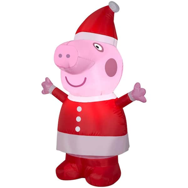 PEPPA PIG 3.5 ft. Inflatable Peppa Pig in Santa Outfit