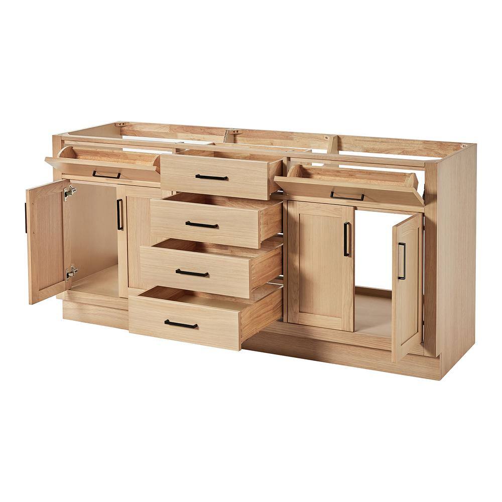 Hepburn 72" Light Brown Oak Double Freestanding Vanity Base