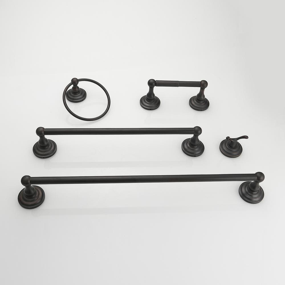 Oil Rubbed Bronze 5-Piece Bathroom Hardware Set