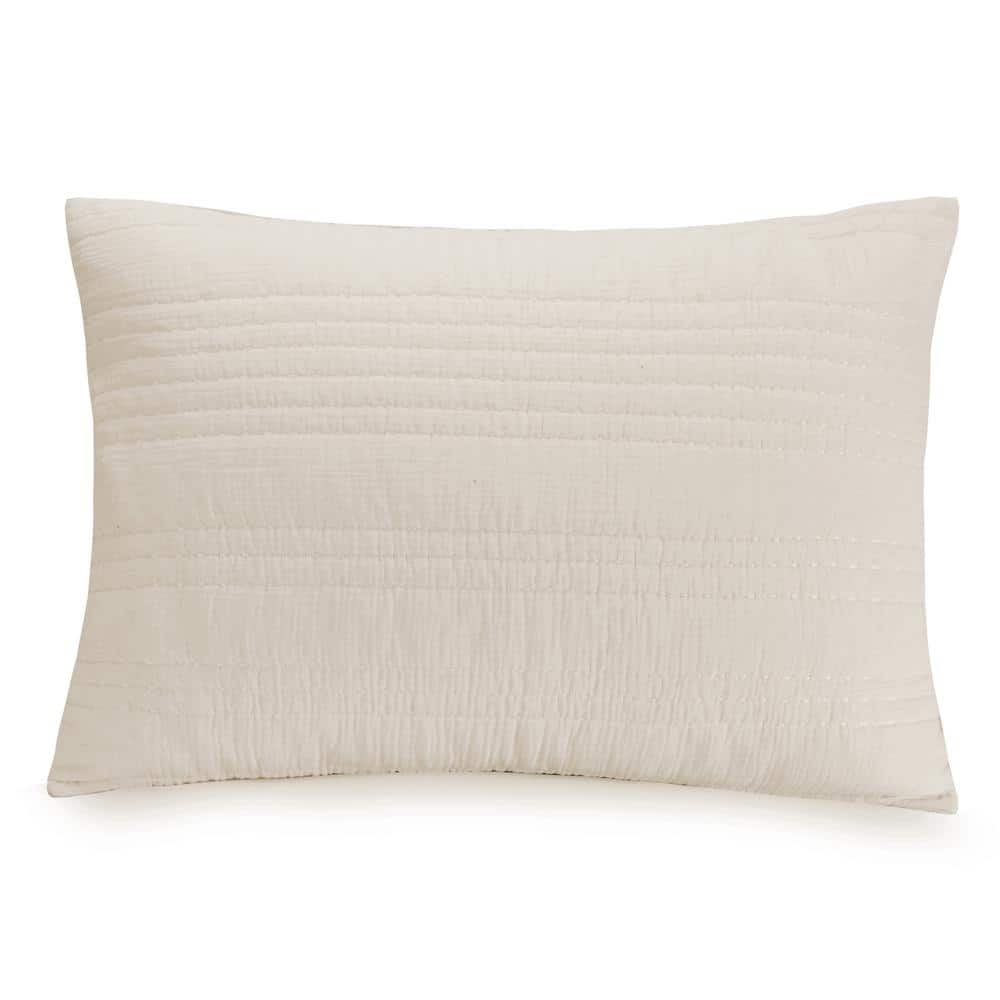 Ivory Cotton and Polyester Standard Sham Pair