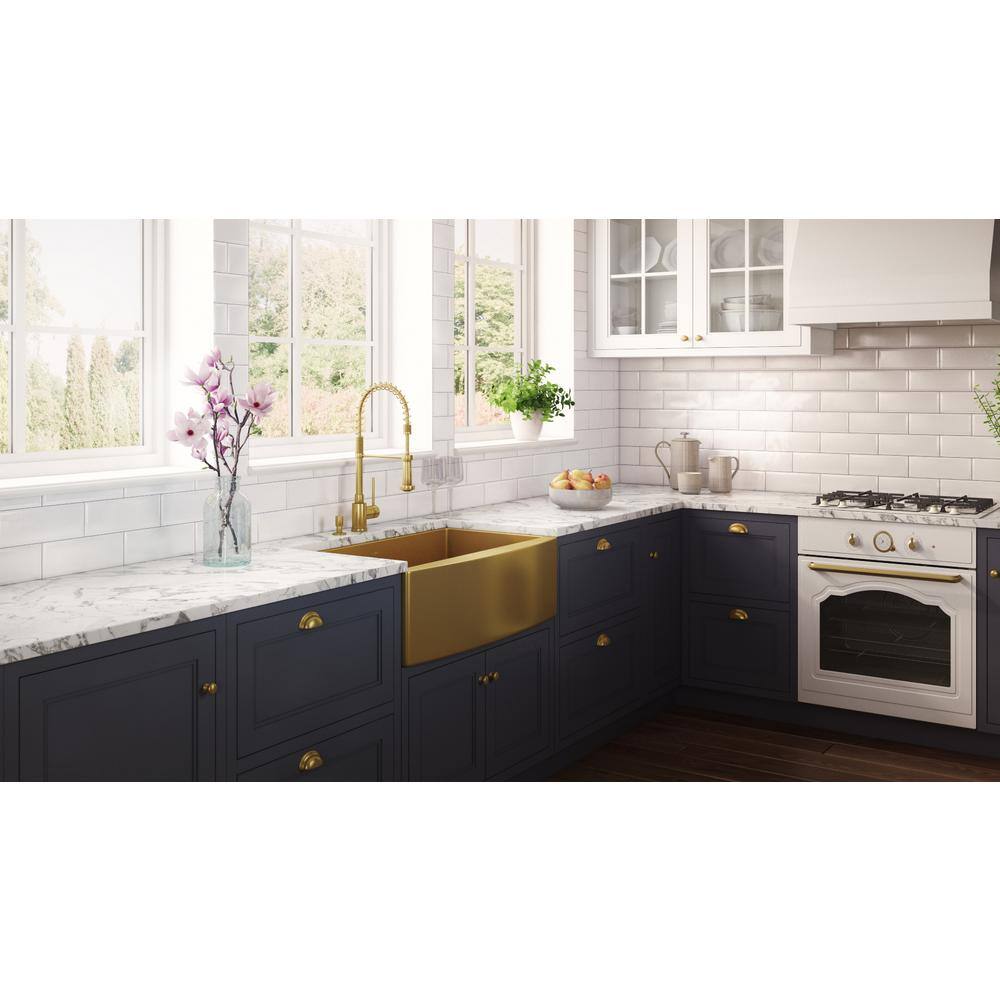 Matte Gold Stainless Steel Farmhouse Apron-Front Kitchen Sink