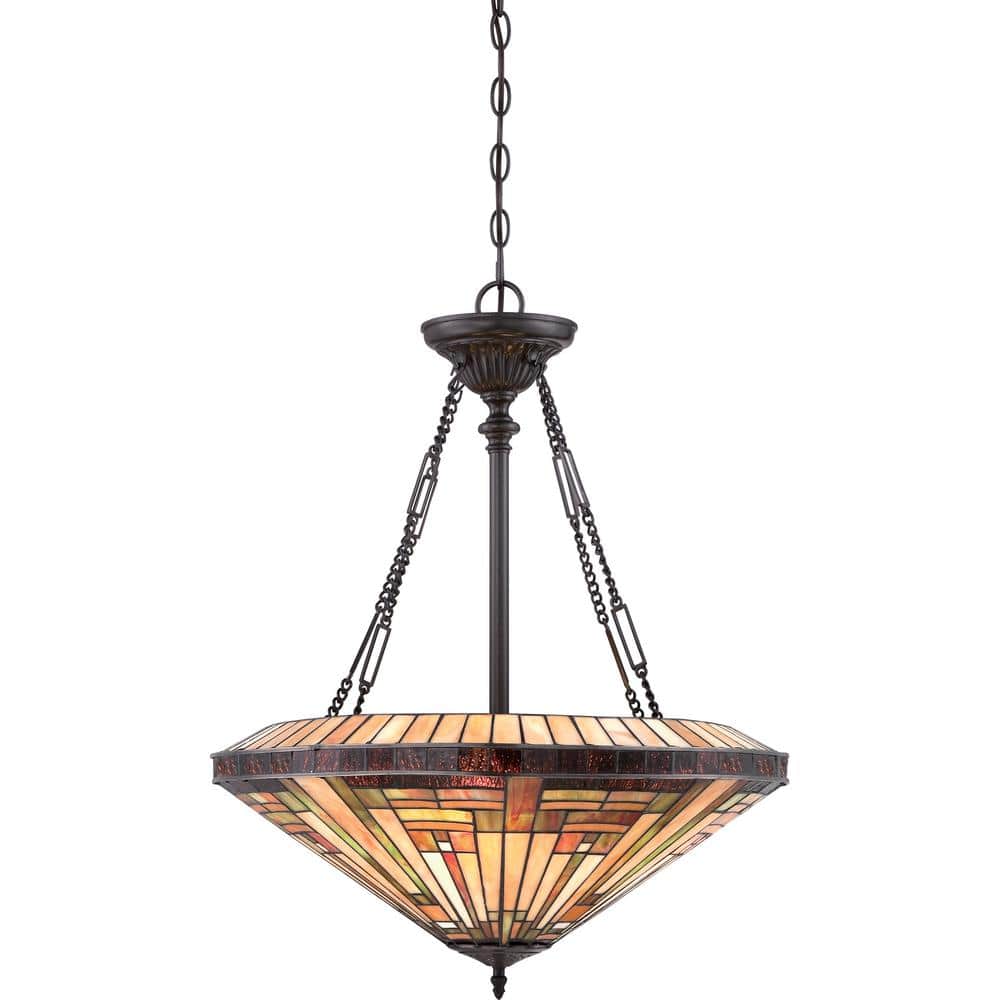 Stephen Vintage Bronze and Glass 4-Light Pendant