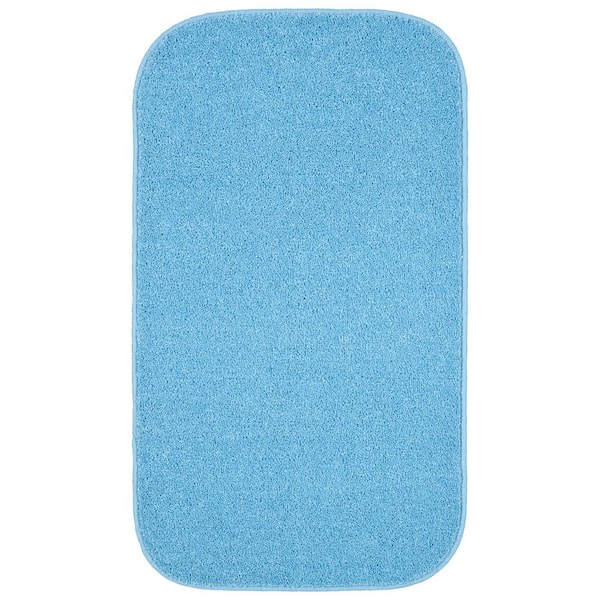 Polypropylene Rung Garland Rug Sedona 21 in. x 34 in. Basin Blue Solid Color Plush ...
