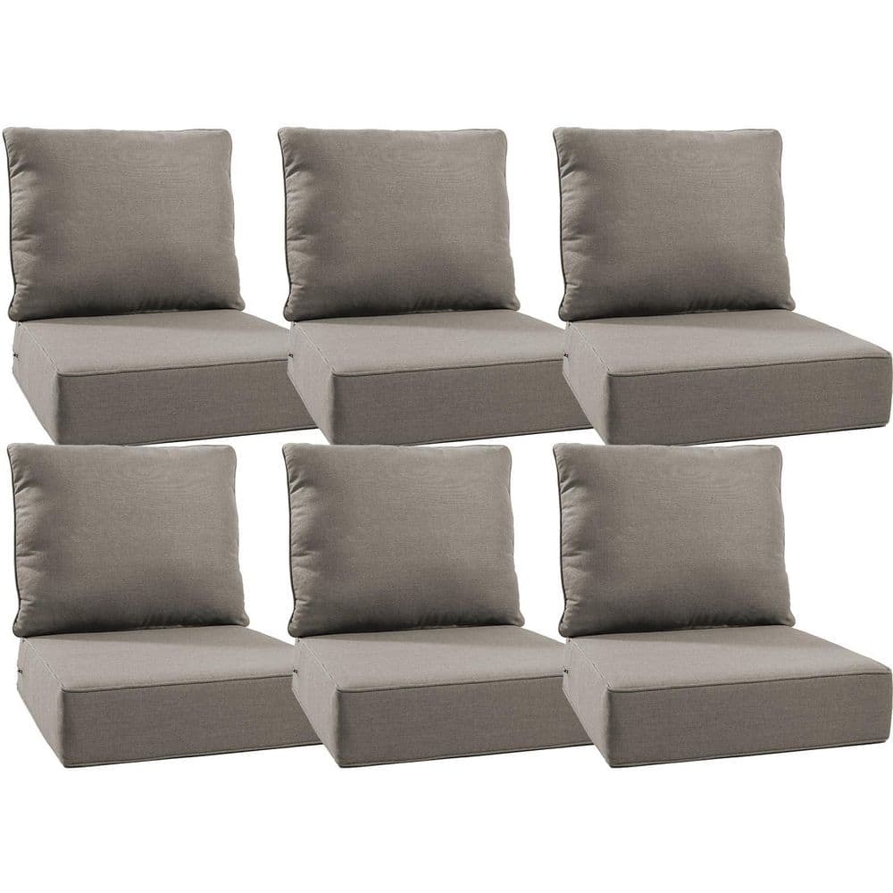 22 in. W x 24 in. D x 6 in. T 12-Piece Water and Fade Resistant Outdoor Lounge Chair Replacement Cushion Set in Gray price history on PriceWatchPro