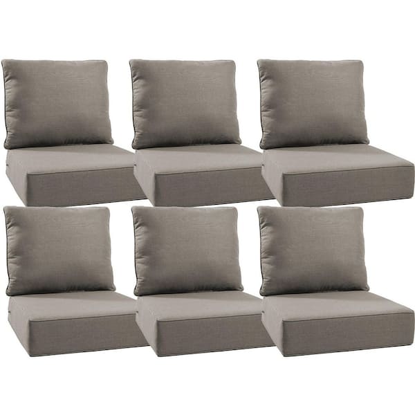 22 in. W x 24 in. D x 6 in. T 12-Piece Water and Fade Resistant Outdoor Lounge Chair Replacement Cushion Set in Gray
