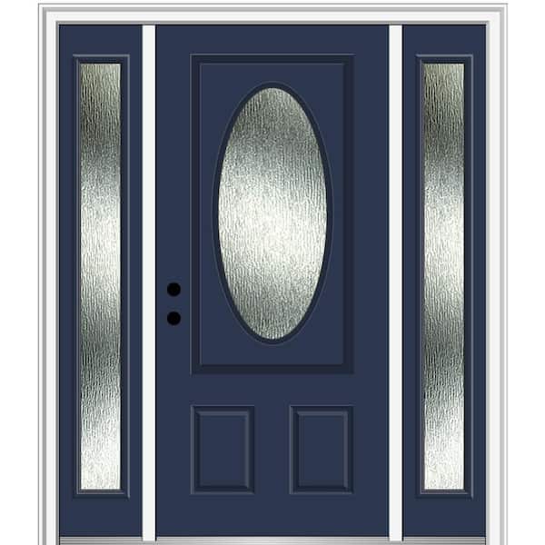 MMI Door 60 in. x 80 in. Right-Hand Inswing Rain Glass Naval Fiberglass Prehung Front Door on 6-9/16 in. Frame