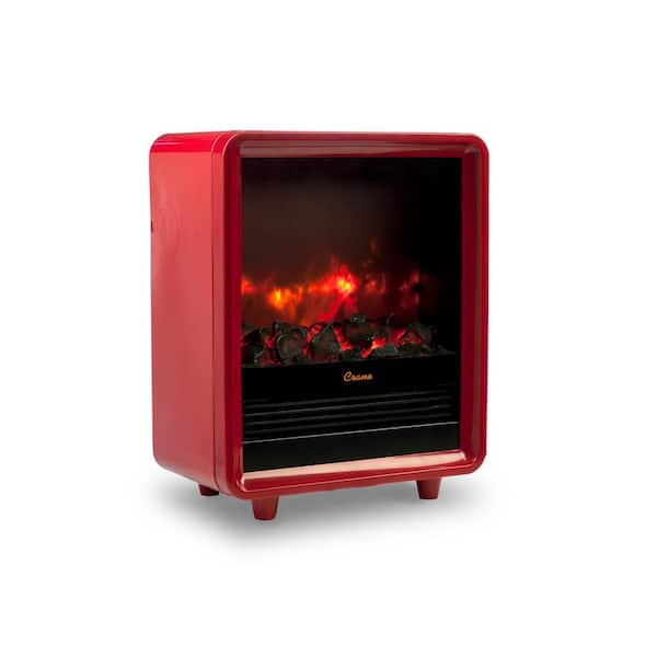 Crane 1500-Watt Mini Fireplace Radiant Electric Portable Heater - Red