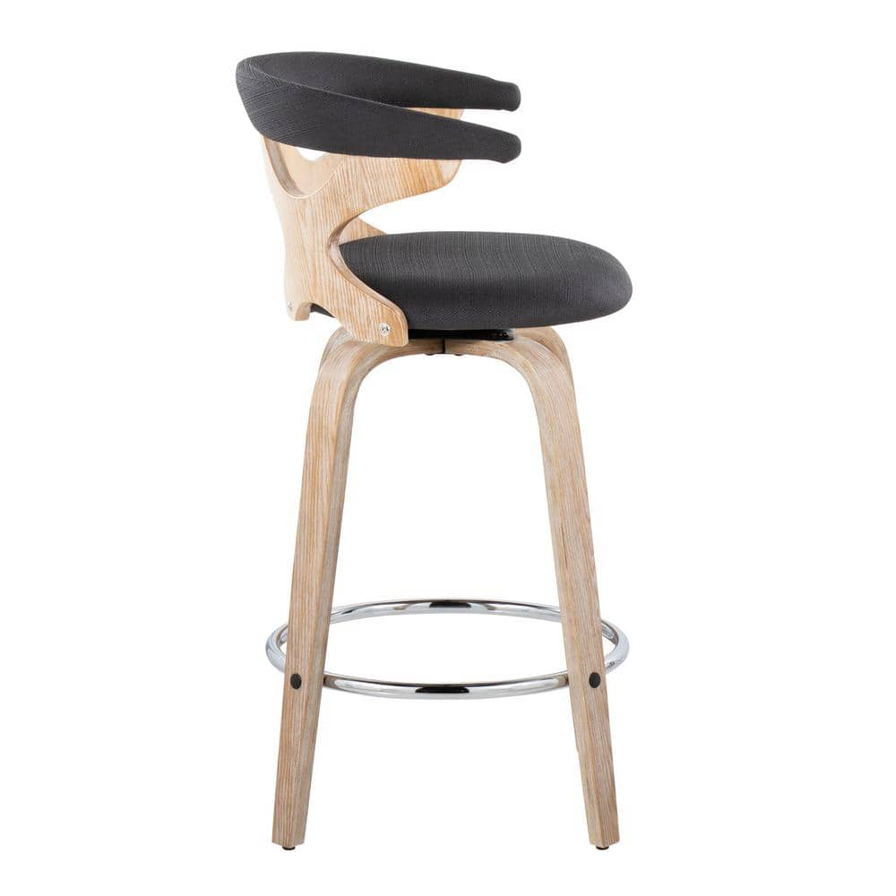 Set of 2 Gardenia Counter Height Barstools - LumiSource: Swivel, Upholstered, Foam-Filled