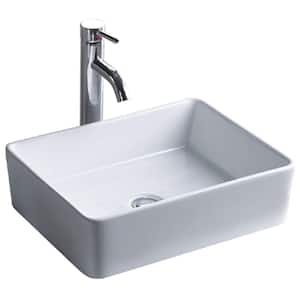 China Luxe Series 17 in. Rectangular Vitreous Ceramic Vessel Sink in white