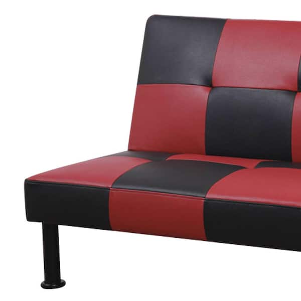 Black Leather Futon Convertible Sofa, Black Leather Futons
