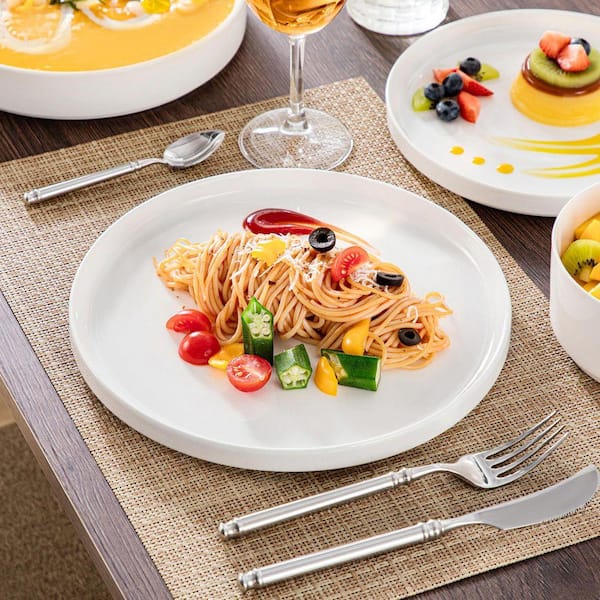 MALACASA 16-Piece White Porcelain Dinnerware Set Service for 4