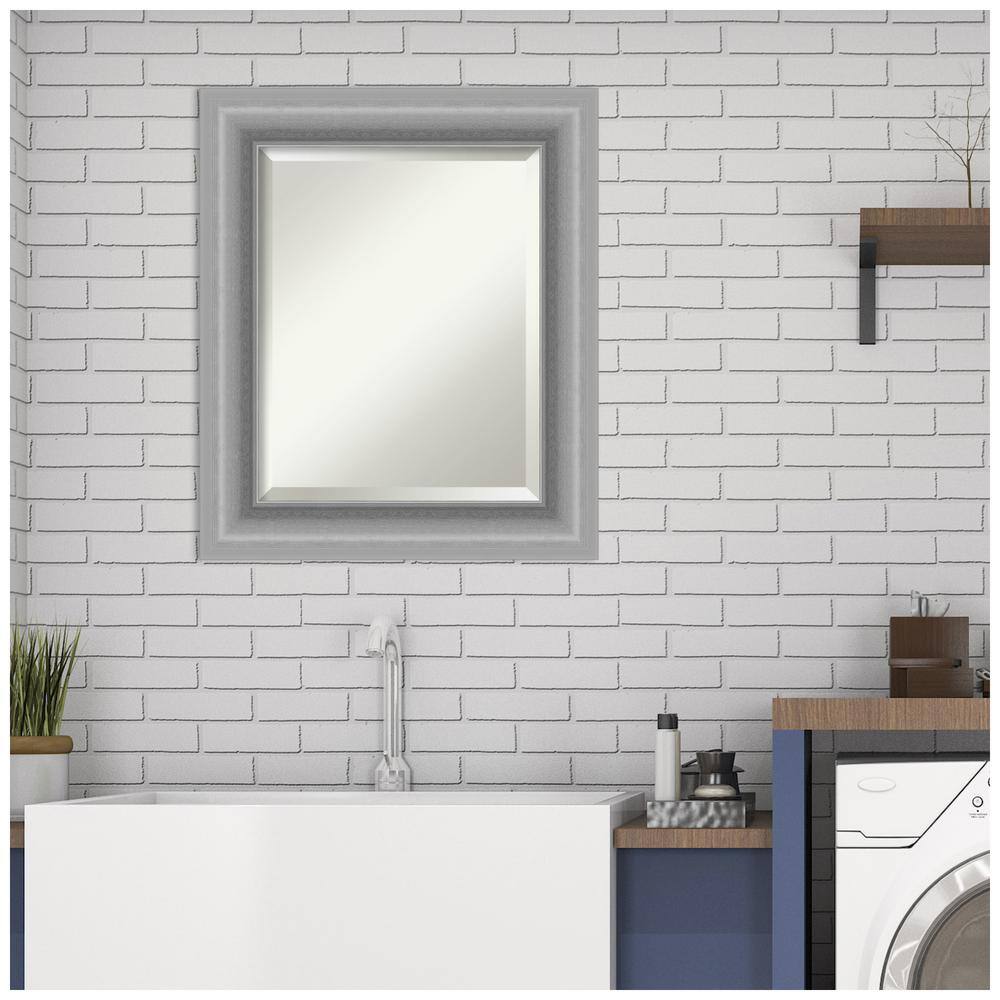 Peak Frame 26" x 22" Silver Polystyrene Rectangular Wall Mirror
