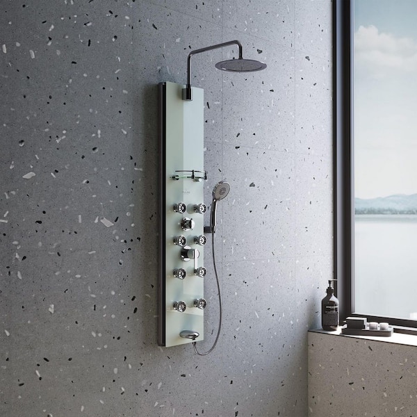 PULSE Showerspas Lahaina 8-Jet Shower System with Glass Panel in