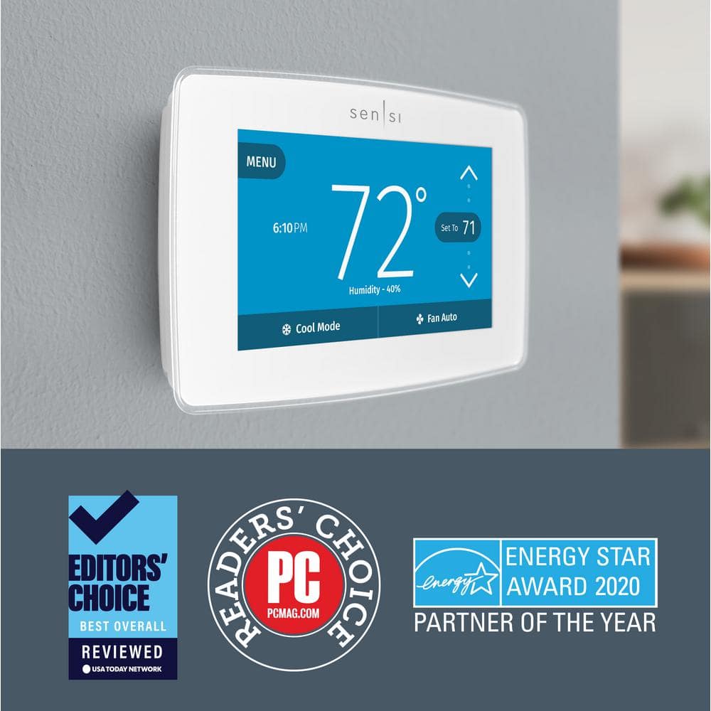 White Wi-Fi Smart Thermostat with Touchscreen Display