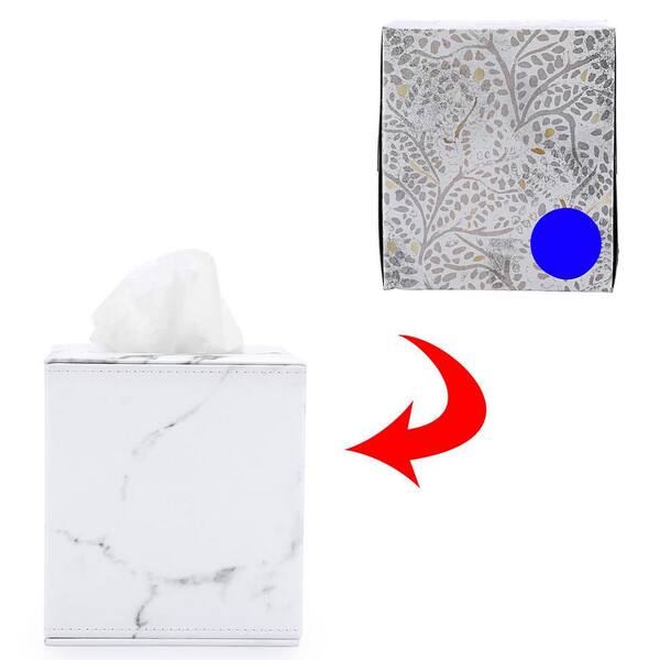 Numhew Square Leather Tissue Box Cover with Magnetic Bottom in