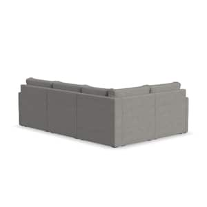 Flex 102 in. W Straight Arm 4 PC Polyester Performance Fabric Modular Sectional Sofa in Pebble Dark Gray