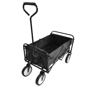 3.6 cu. ft Outdoor Black Steel Folding Garden Cart Patio Wagon