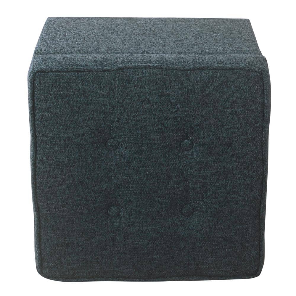 Small Textured Navy Tufted Storage Ottoman