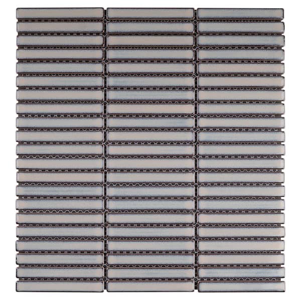 MOLOVO Porcetile Reactive Blue Gray 11.2 in. x 11.91 in. Stacked Glossy Porcelain Mosaic Wall and Floor Tile (9.3 sq. ft./Case)