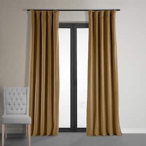 Amber Gold Signature Velvet Blackout Curtain - 50 in. W x 96 in. L Rod Pocket with Back Tab Single Velvet Curtain Panel