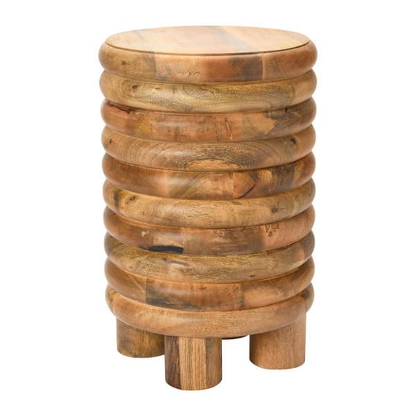 Storied Home Dossier Vintage-Inspired Solid Wood End Table with Flat Top in Natural