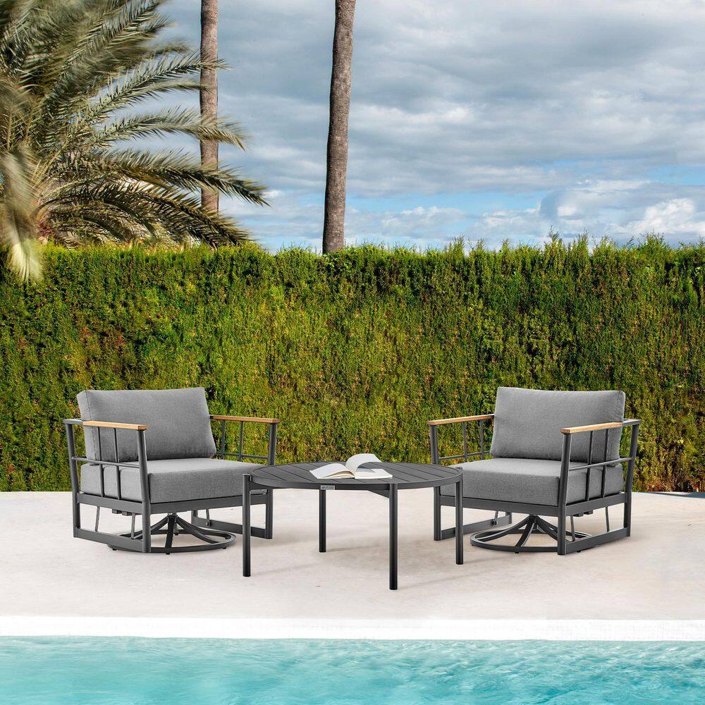 Armen Living Shari and Tiffany Black 3-Piece Aluminum Patio ...