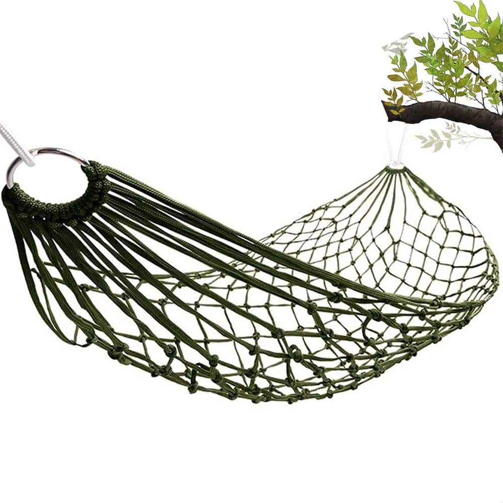 ITOPFOX 8 ft. Portable Nylon Mesh Hammock with Solid Iron