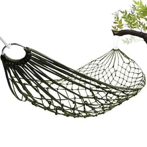 8 ft. Portable Nylon Mesh Hammock with Solid Iron Hoop, 100 kg. Capacity for Outside Sleeping, Camping
