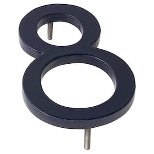 4 in. Navy Aluminum Floating or Flat Modern House Number 8