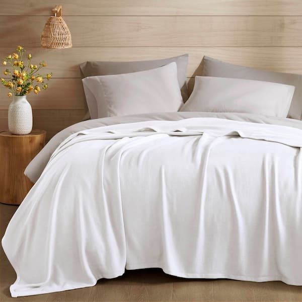 510 Design Bamboo Cotton White Cotton Blend Twin Woven Blanket