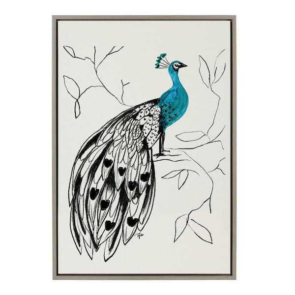 Kate and Laurel Sylvie 658 Peacock by Teju Reval of SnazzyHues Framed Art Print 33 in. x 23 in.