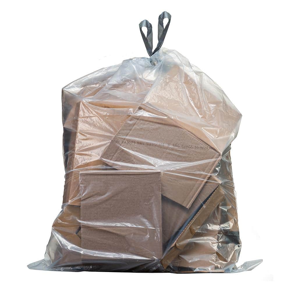 Plasticplace 13 Gallon Clear Extra Tall Drawstring Trash Bags