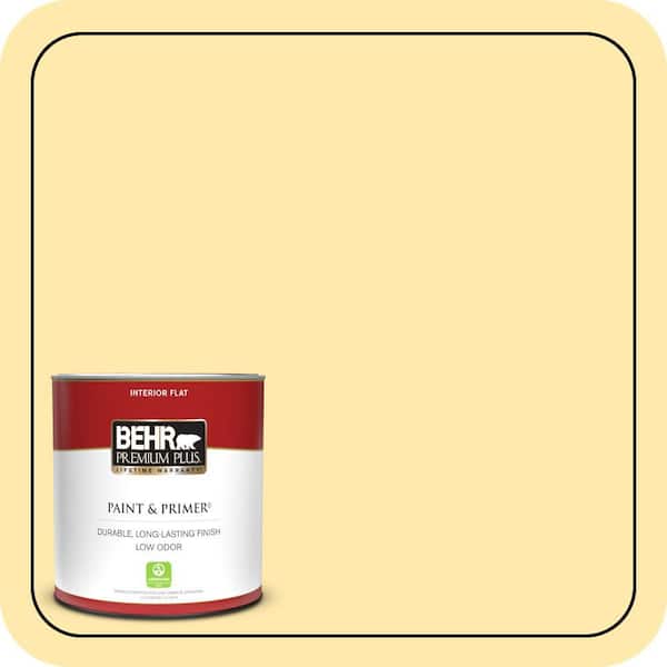 BEHR PREMIUM PLUS 1 qt. #360A-3 Banana Split Flat Low Odor Interior Paint & Primer