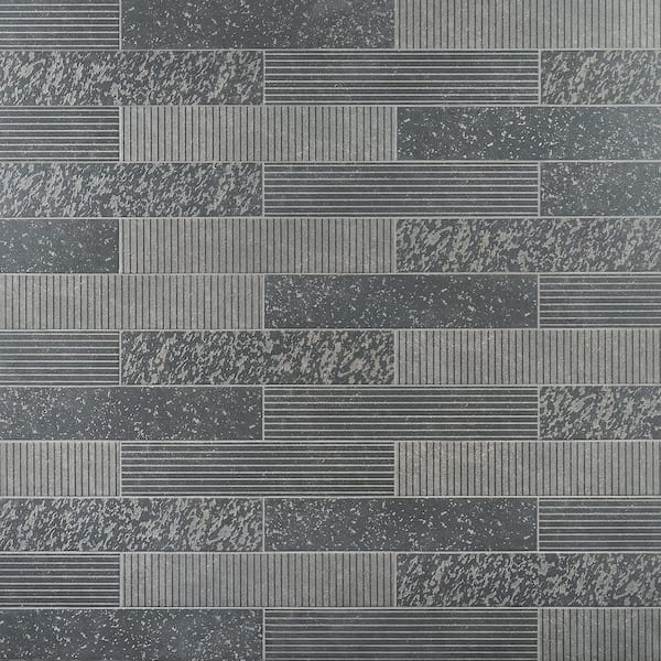 Ivy Hill Tile Sanskrit Deco Black 3.89 in. x 19.37 in. Matte Porcelain Floor and Wall Tile (7.85 sq. ft./Case)
