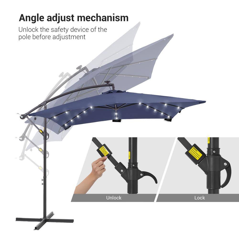 8.5 ft Navy Blue Cantilever Umbrella with Charcoal Grey Steel Pole